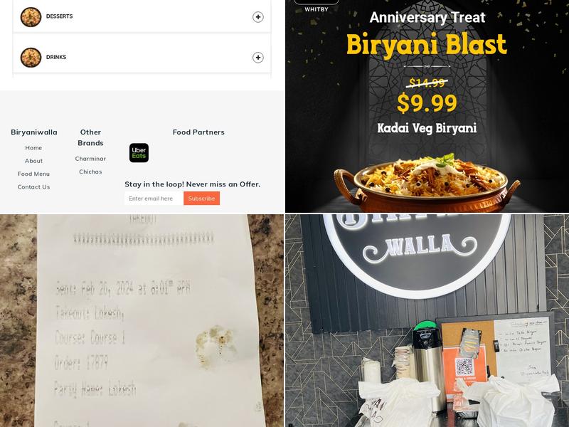 Biryaniwalla Whitby Menu