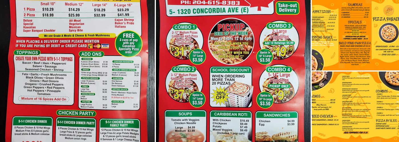 Pizza Paradise Menu