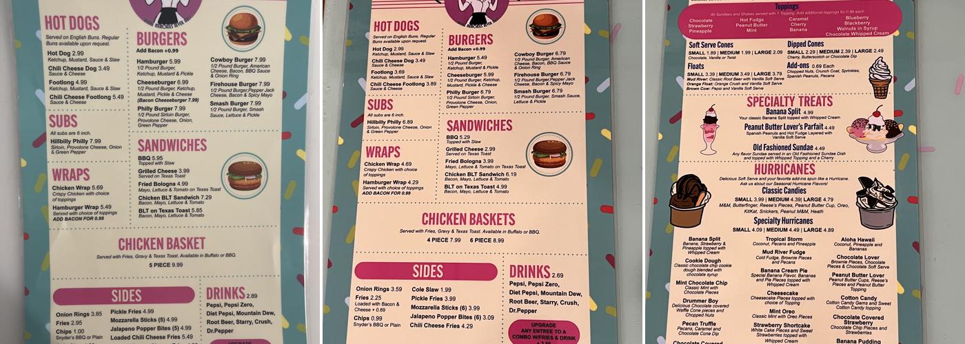 Main Street Creamery and Grill Menu