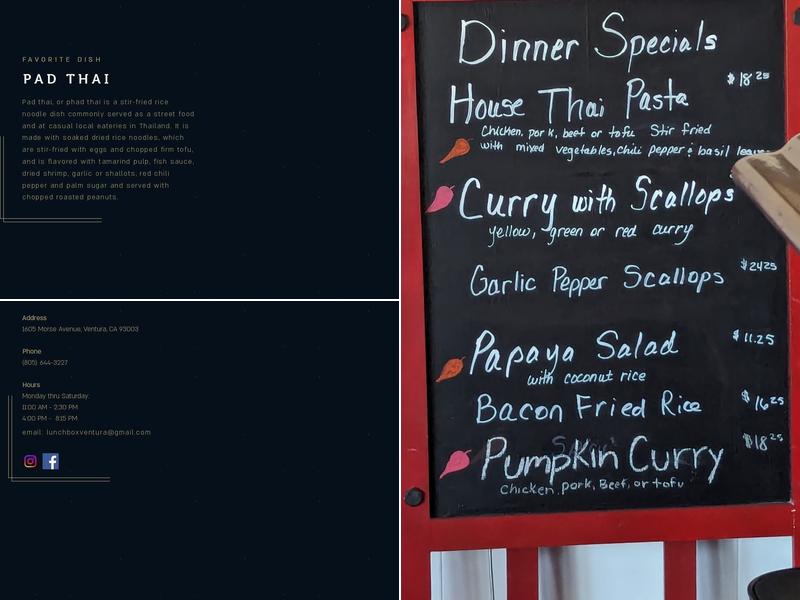 The Lunch Box Menu