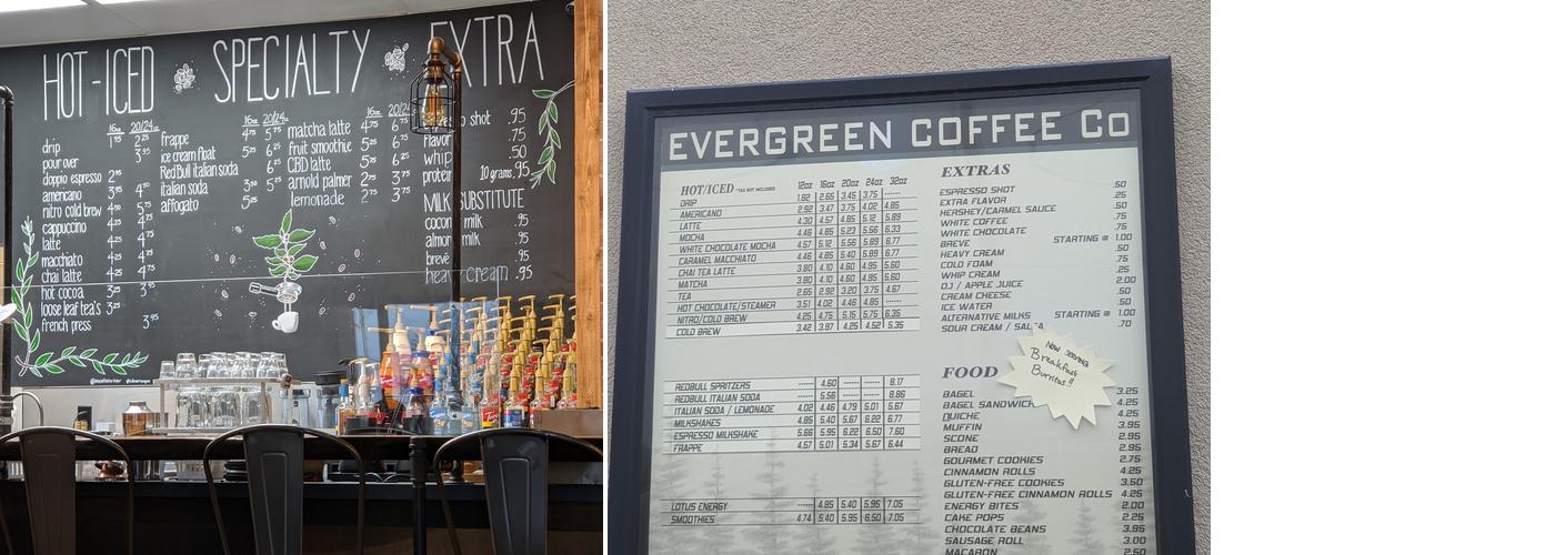 Evergreen Coffee Company Menu
