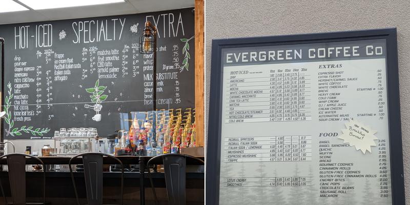 Evergreen Coffee Company Menu