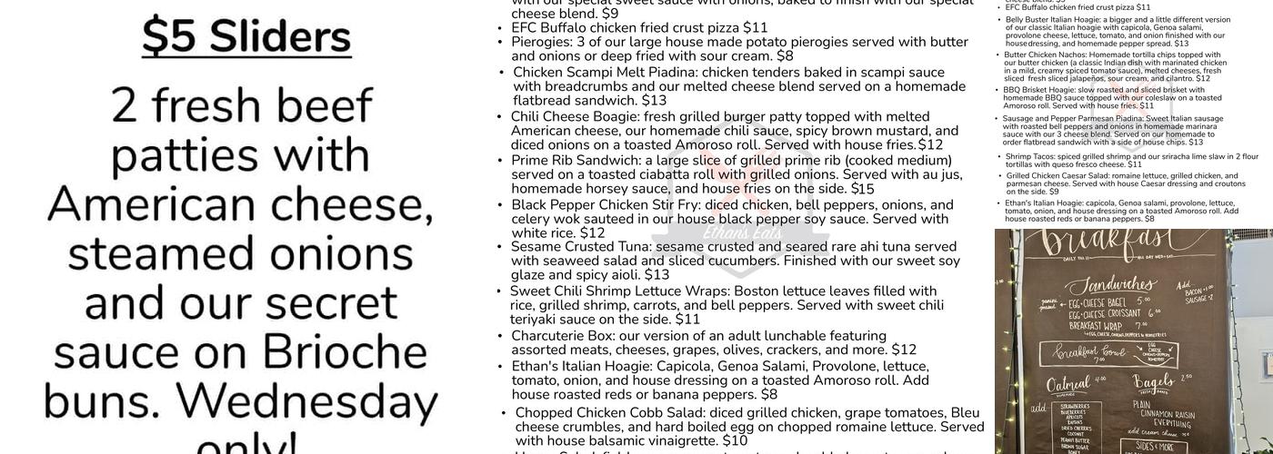 Ethan's Eats Menu