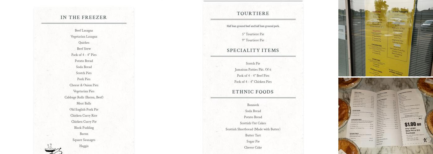 Molly's Meat Pies Menu