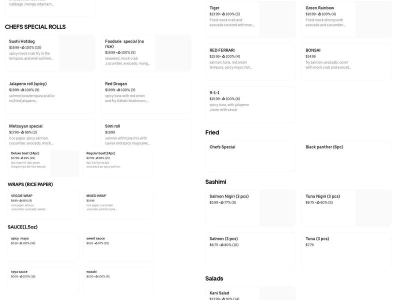 Metsuyan sushi express Menu