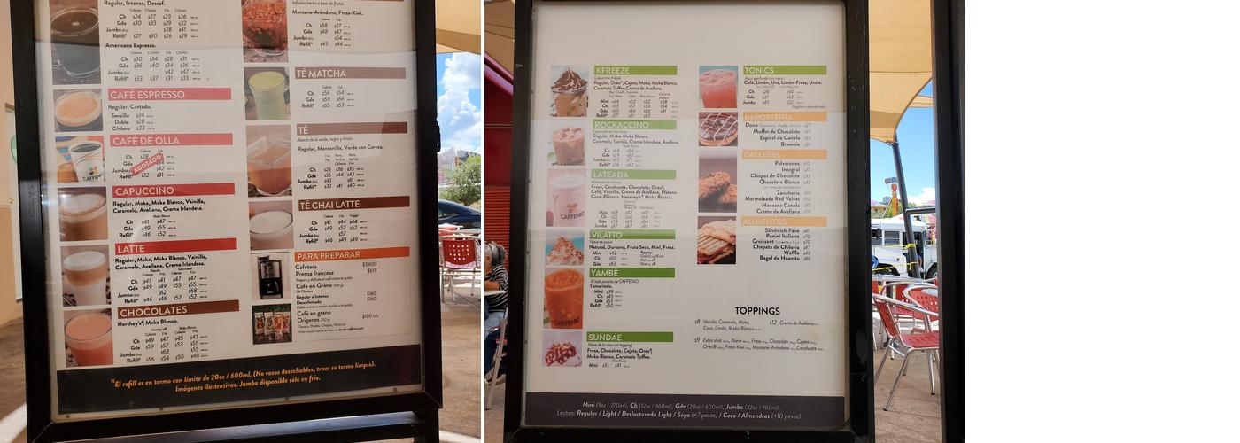 CAFFENIO Square 2000 Menu