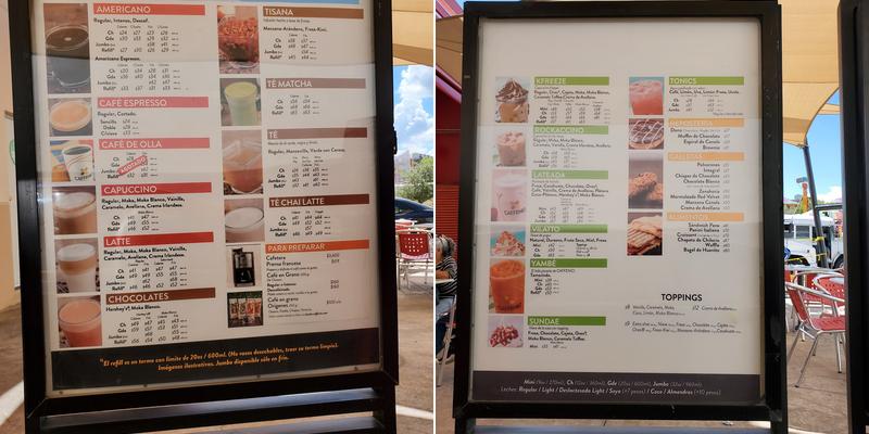 CAFFENIO Square 2000 Menu