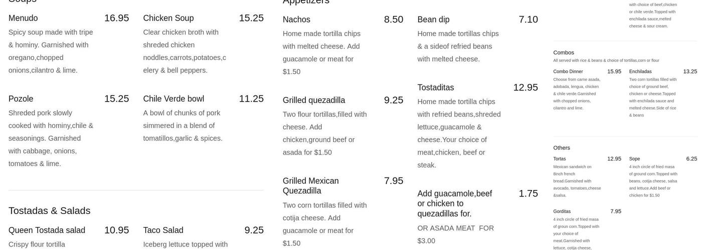 Taco King Menu