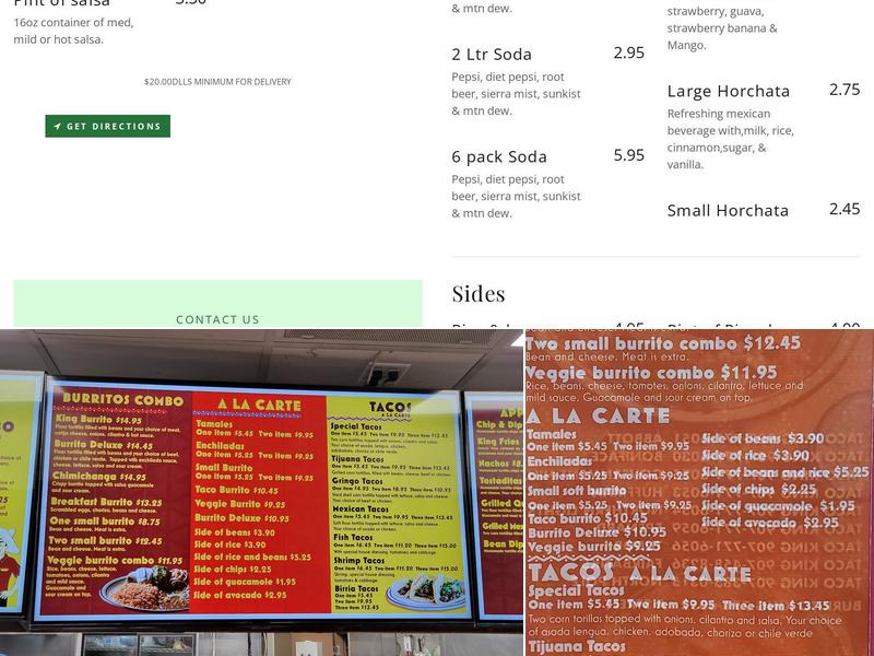 Taco King Menu