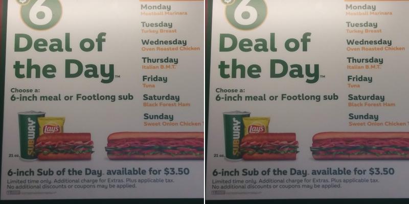 Subway Menu