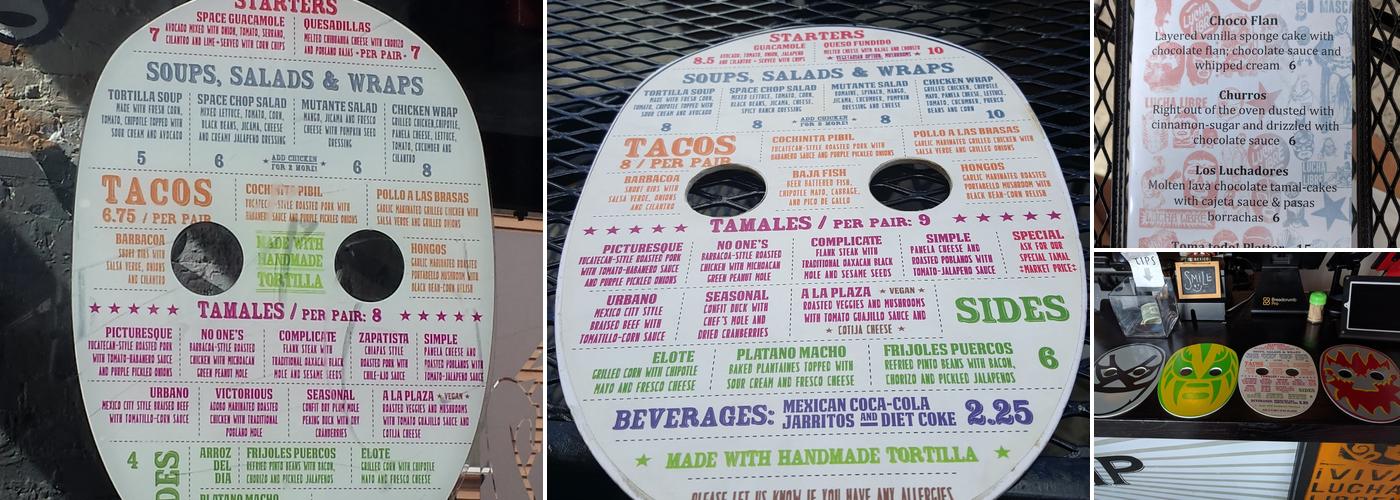 The Tamale Spaceship Menu