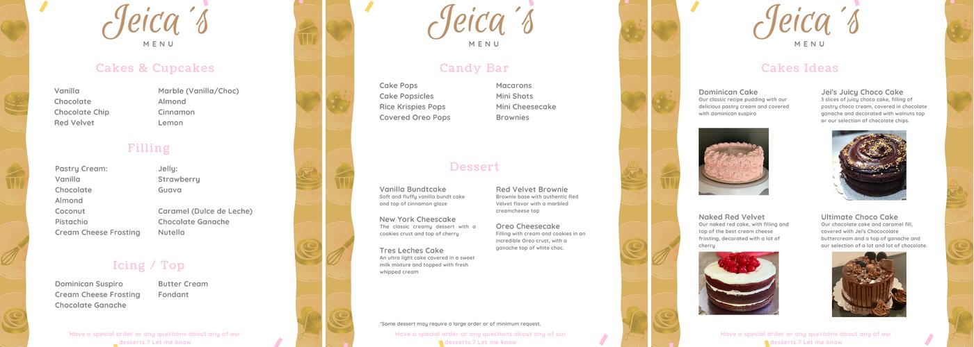 Jeica's Bakery (Orders in advance Only) Menu