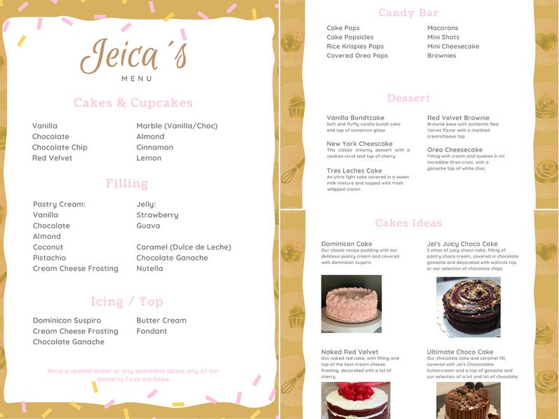 Jeica's Bakery (Orders in advance Only) Menu