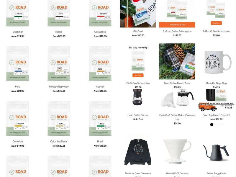 Road Coffee Co. Menu