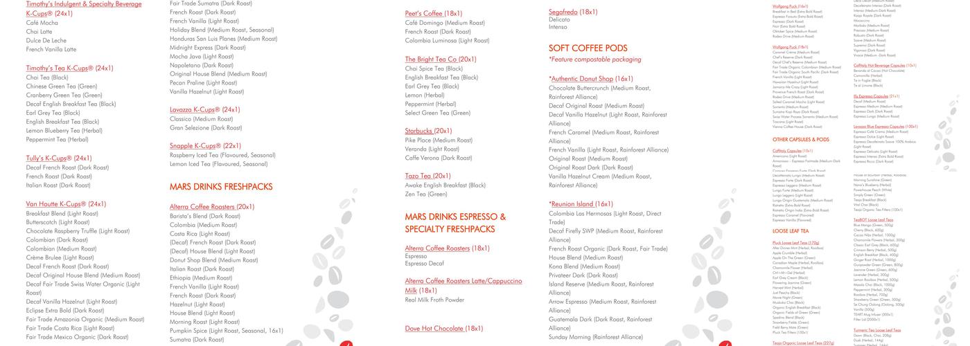 Office Coffee Solutions Menu