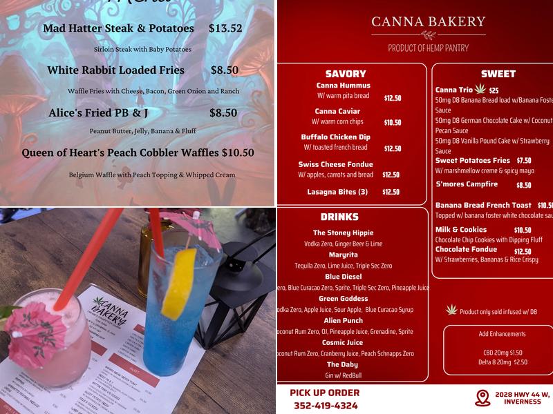 The Canna Bakery Shop Menu