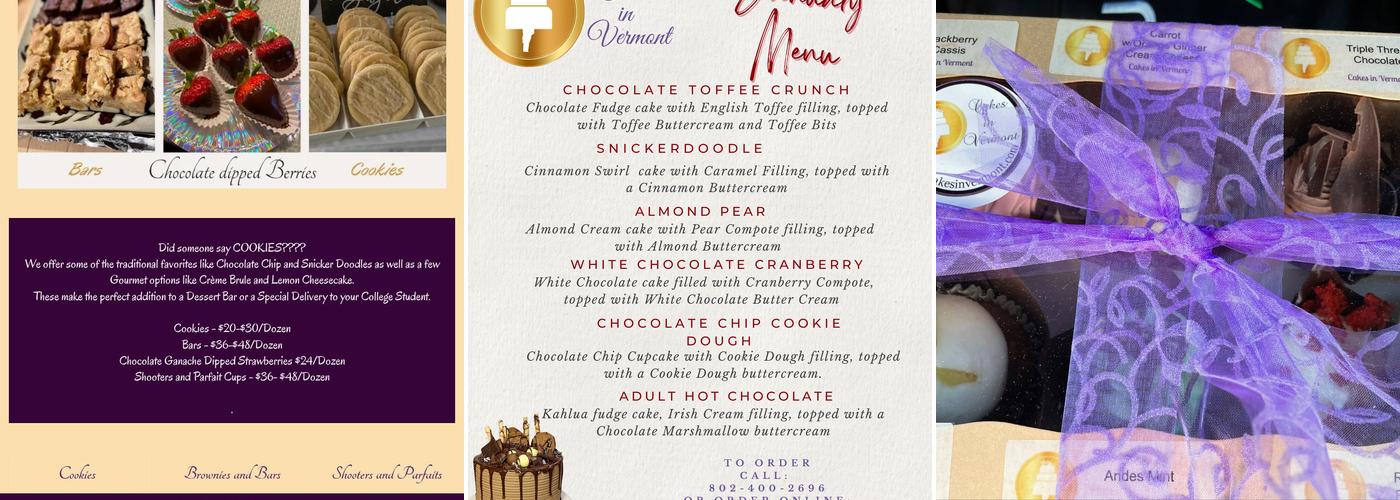 Cakes in Vermont, LLC Menu