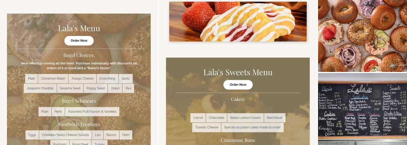 Lala's Bagels Menu