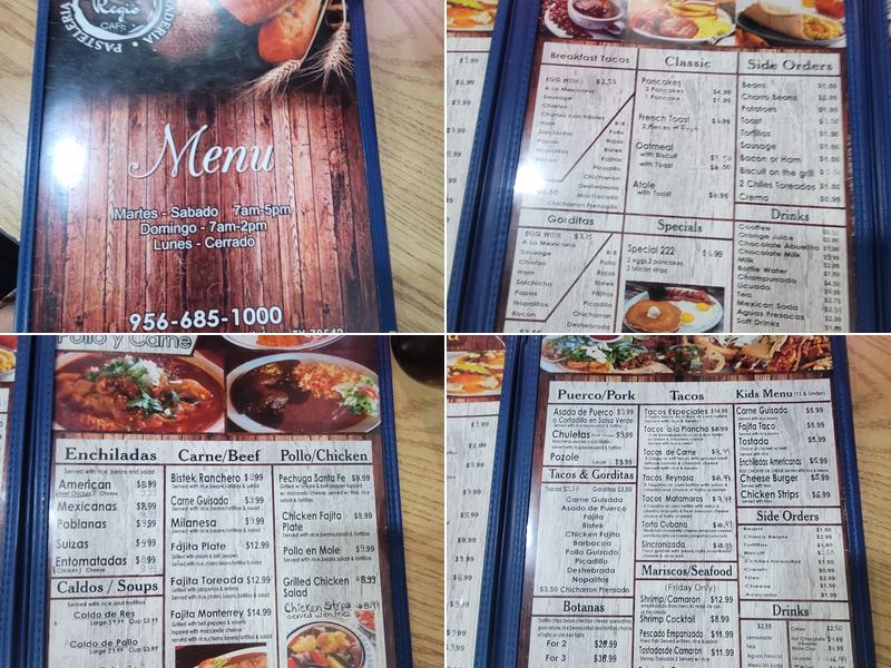 Regio Cafe Menu