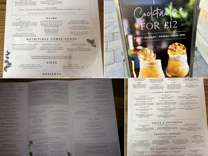 All Bar One Bath Menu