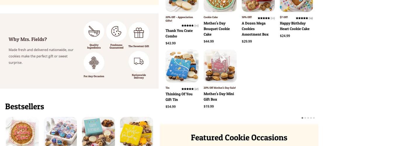 Mrs Fields Cookies Menu
