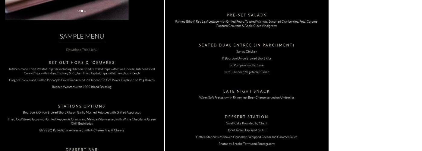 Jeff Thomas Catering Menu