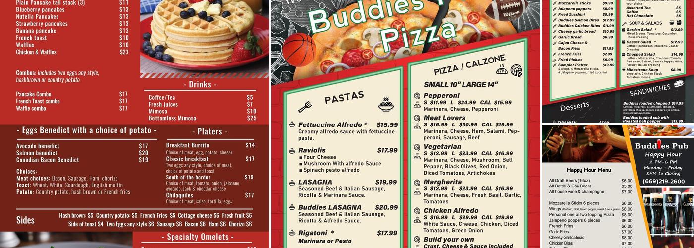 Buddies Pub Menu