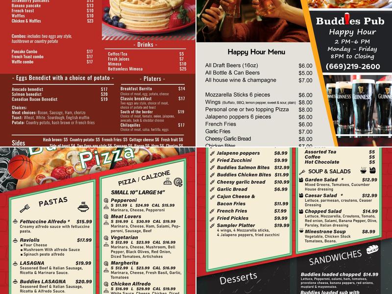 Buddies Pub Menu