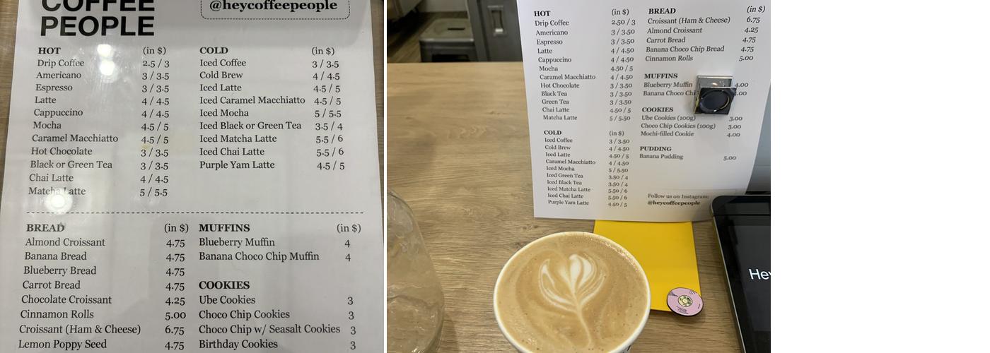 Hey Coffee People Menu