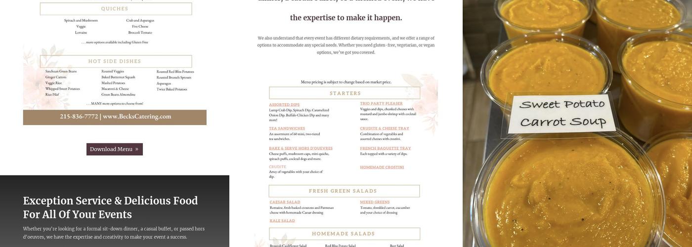 Beck's Catering Menu