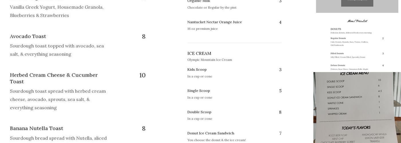 Peace, Love, & Donuts Menu