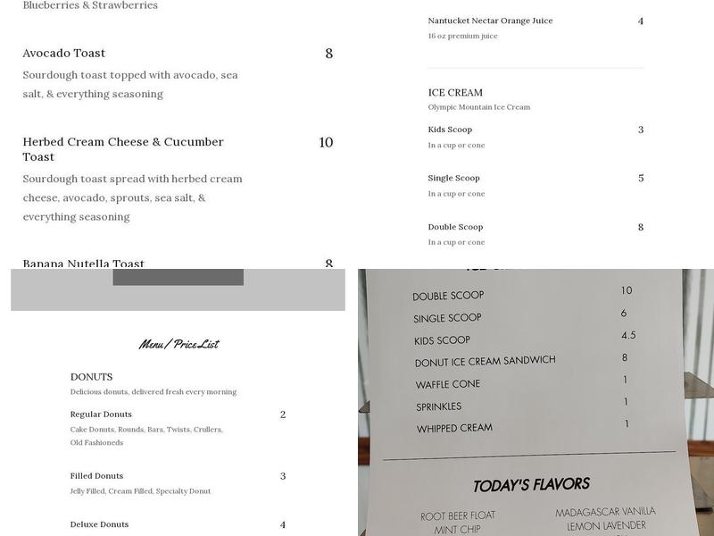 Peace, Love, & Donuts Menu