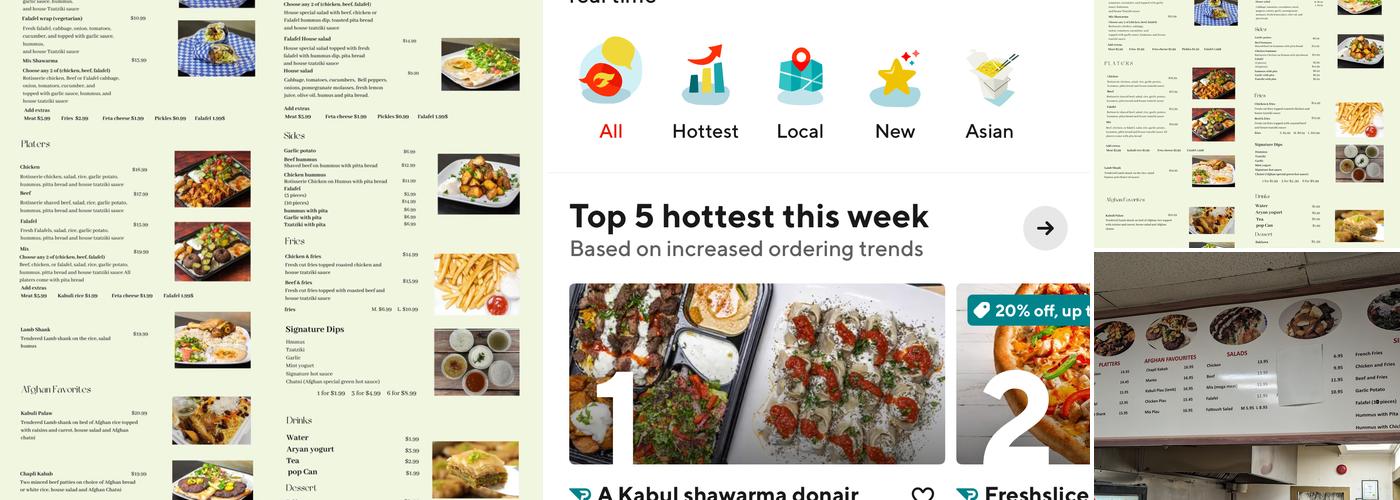 A Kabul Shawarma Donair Menu
