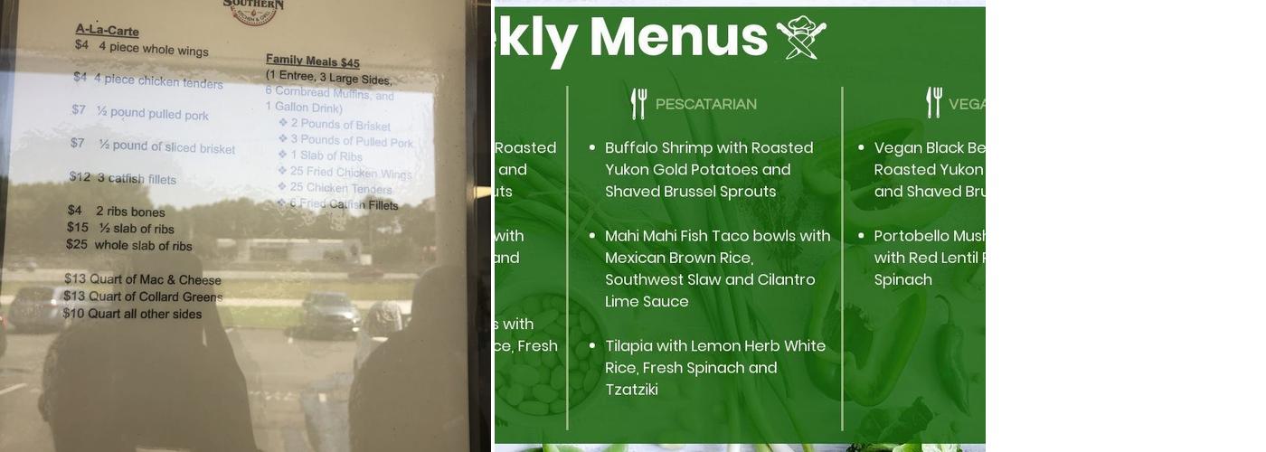 Southern Meal Prep Menu