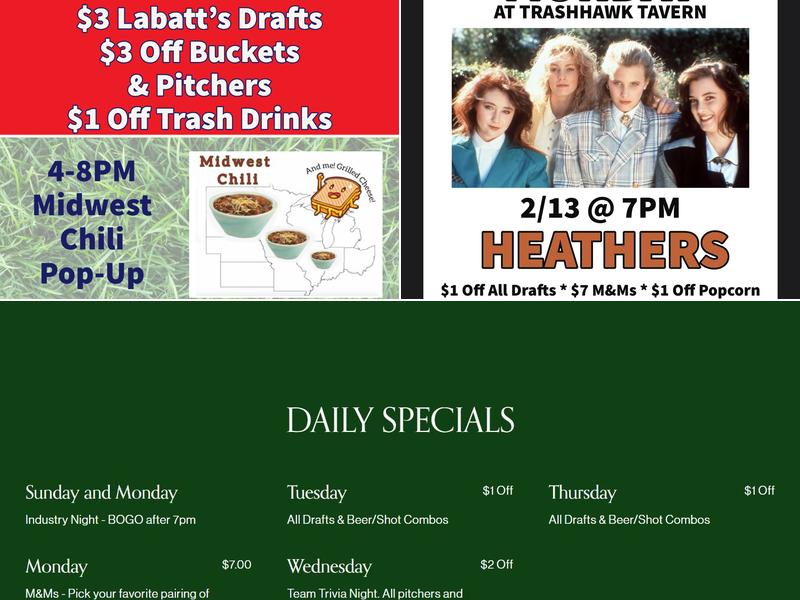 TrashHawk Tavern Menu