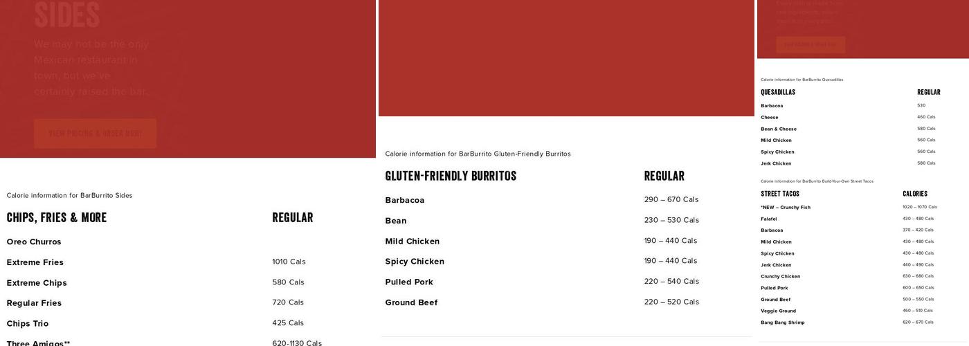 barBURRITO Menu