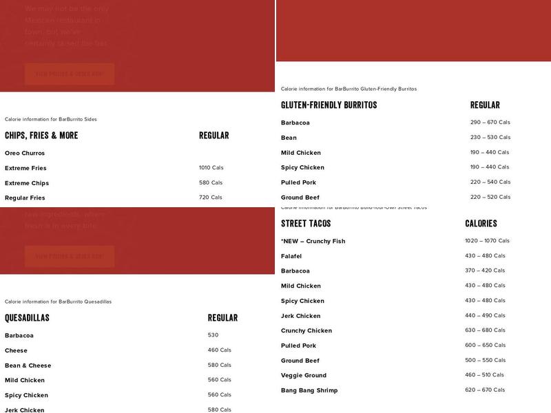 barBURRITO Menu