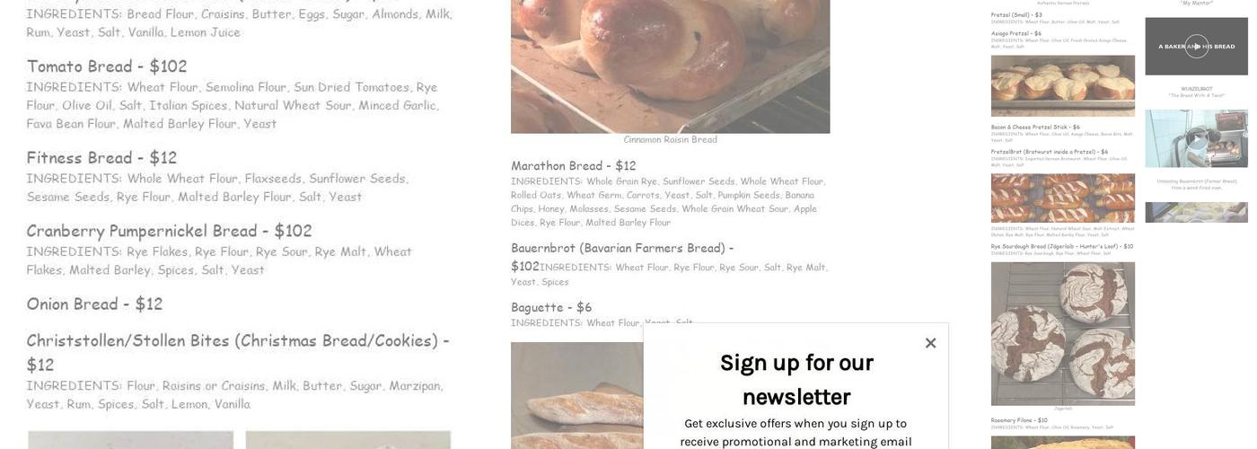 Black Forest Breads Menu