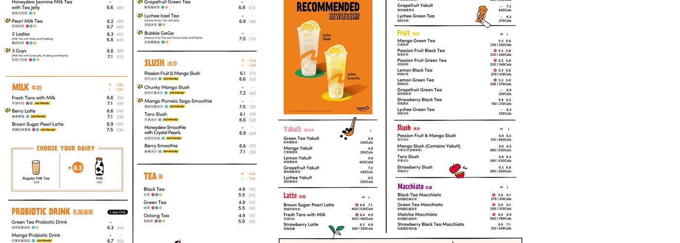 CoCo Fresh Tea & Juice Menu