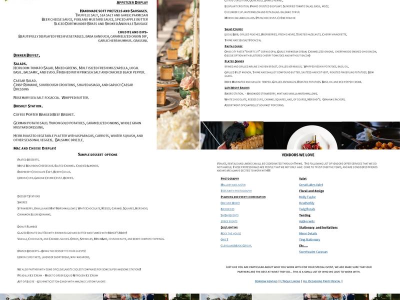 Thyme Catering and Special Events Menu