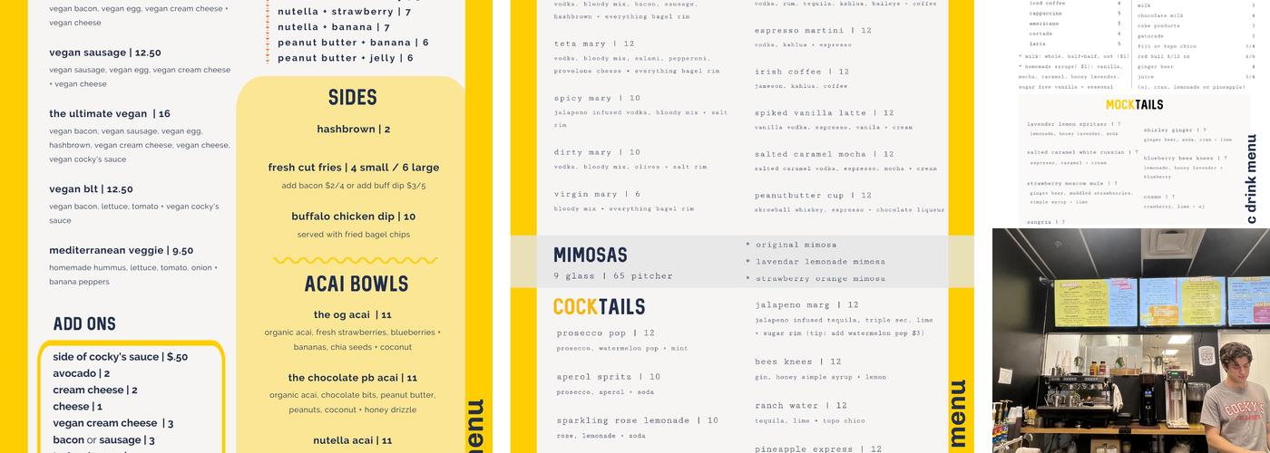 Cocky’s Bagel Sandwiches Menu