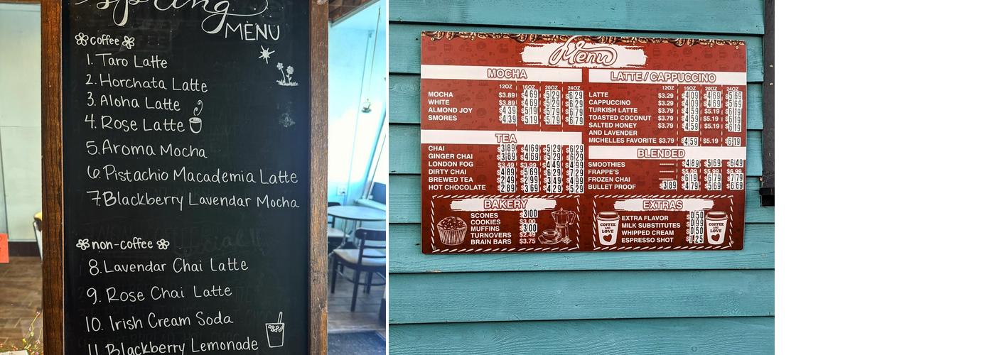 Two Rivers Coffee Express Menu