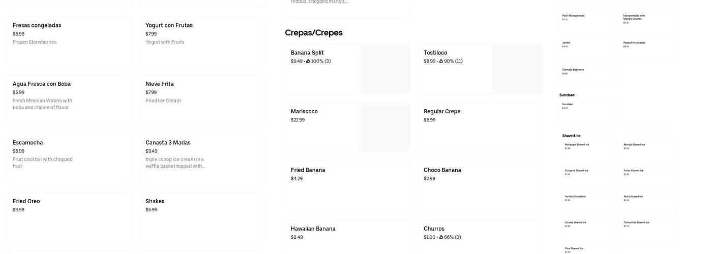 La Michoacana Ice Cream Factory Menu