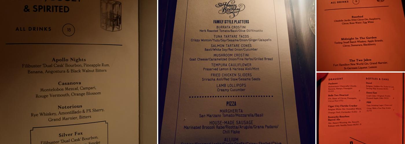 Bo Peep Cocktail and Highball Store Menu