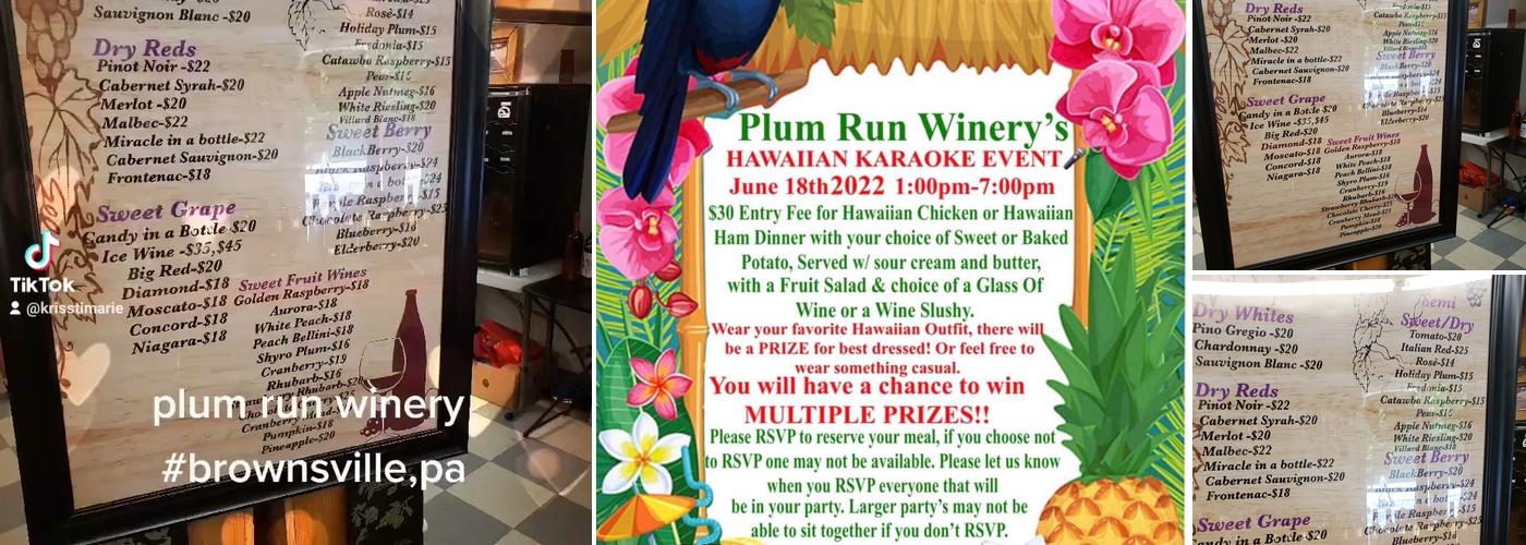 Plum Run Winery Inc Menu