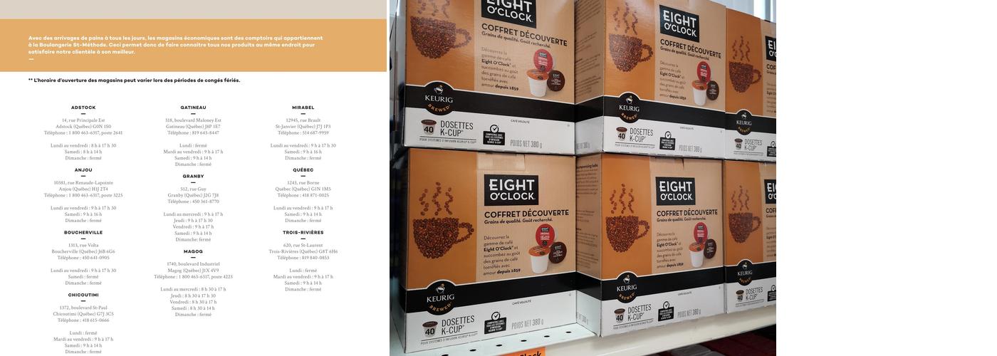 Boulangerie St-Methode Menu