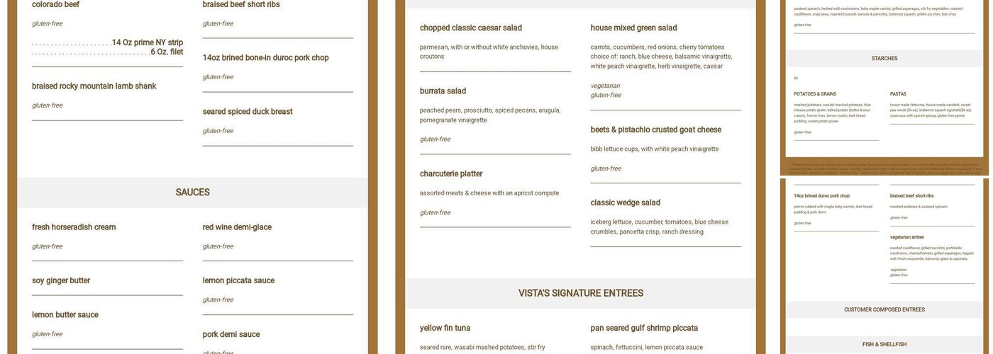 Vista at Arrowhead Menu