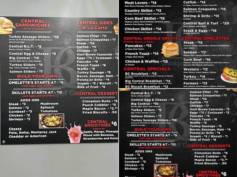 Breakfast Central Menu