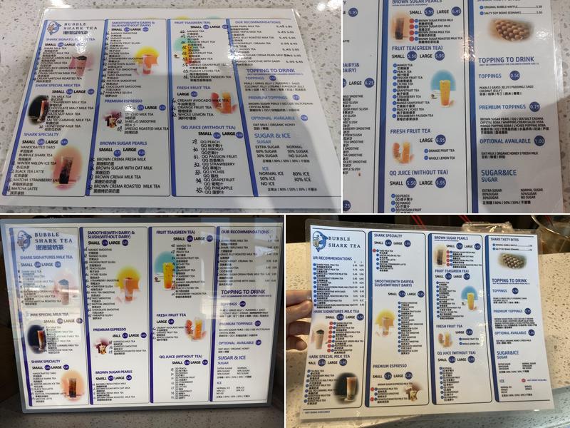 Bubble Shark Tea Menu