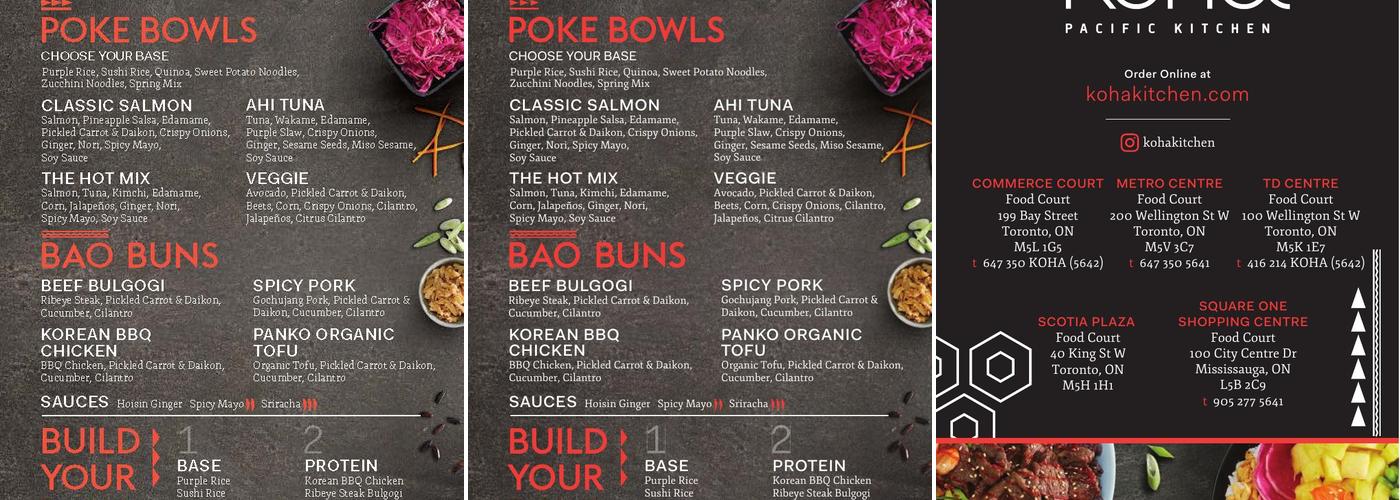 KoHa Pacific Kitchen Menu
